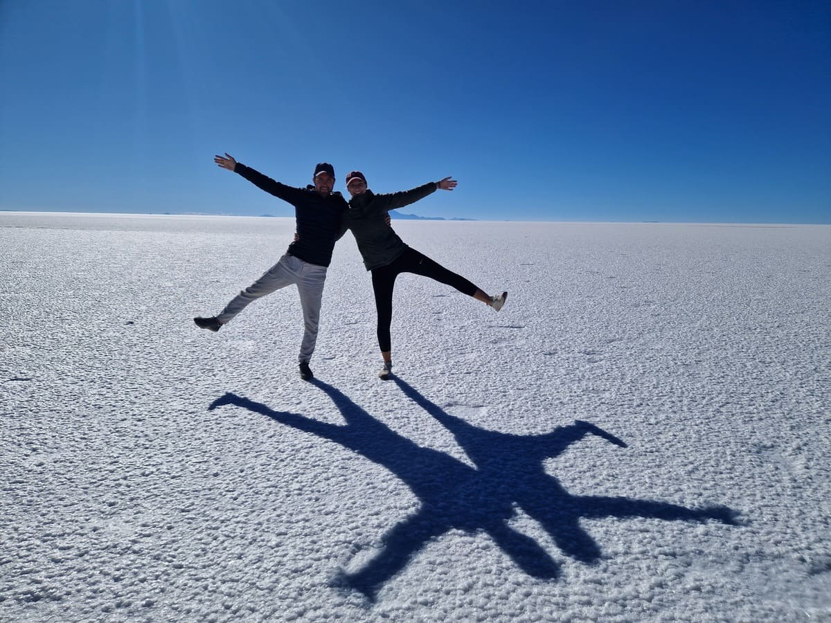 Wir in den Uyuni Salzpfanne