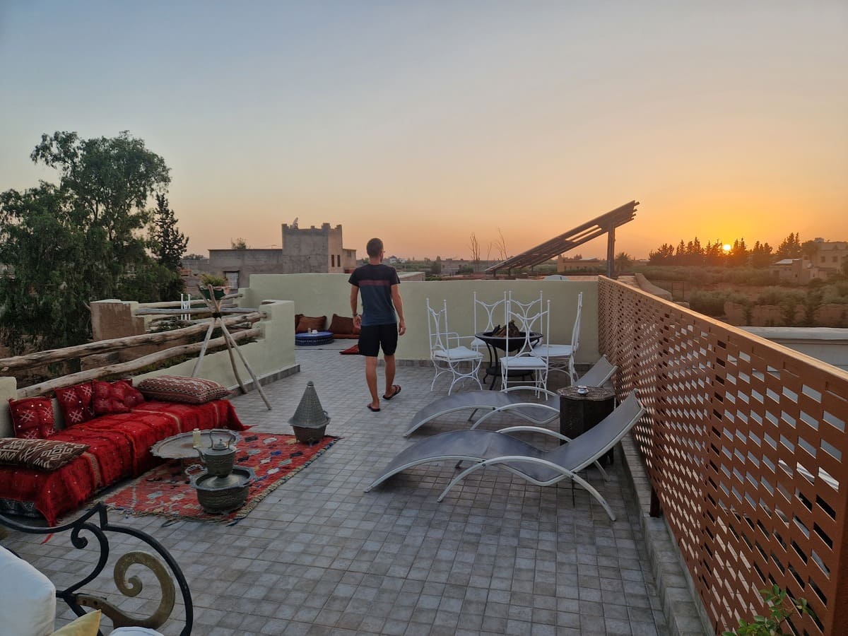 Sonnenuntergang Dachterrasse Marokko